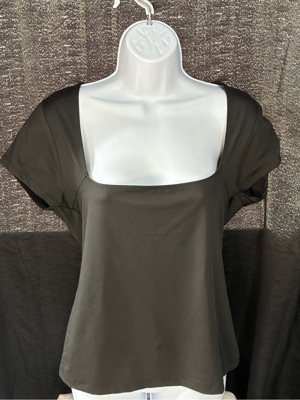 RD Style Black Square Neck Short Sleeve Top